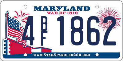 MD license plate 4BF1862