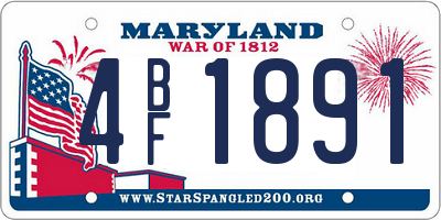 MD license plate 4BF1891