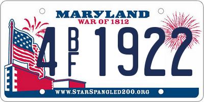 MD license plate 4BF1922