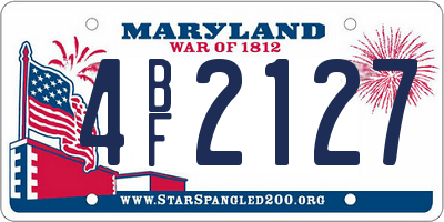 MD license plate 4BF2127