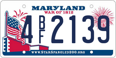 MD license plate 4BF2139