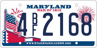 MD license plate 4BF2168