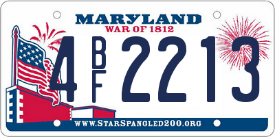 MD license plate 4BF2213