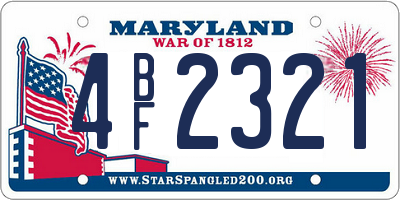 MD license plate 4BF2321