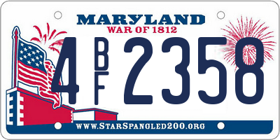 MD license plate 4BF2358