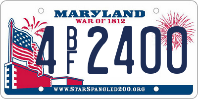 MD license plate 4BF2400