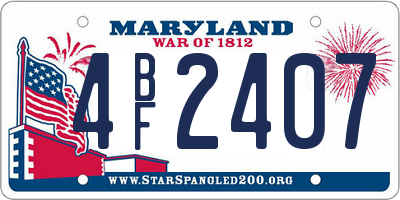 MD license plate 4BF2407