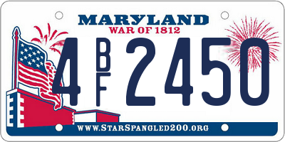 MD license plate 4BF2450