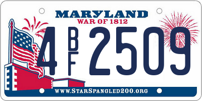 MD license plate 4BF2509