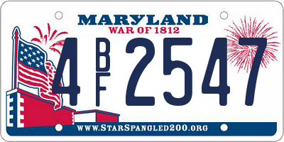 MD license plate 4BF2547