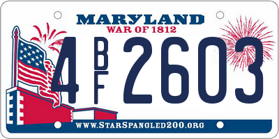 MD license plate 4BF2603