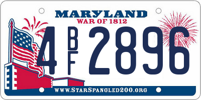 MD license plate 4BF2896