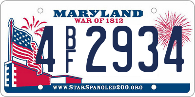 MD license plate 4BF2934