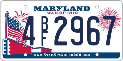 MD license plate 4BF2967