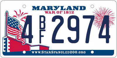 MD license plate 4BF2974