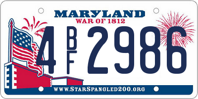 MD license plate 4BF2986