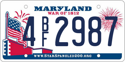MD license plate 4BF2987
