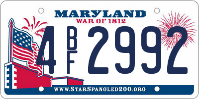 MD license plate 4BF2992