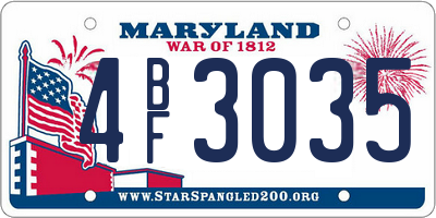 MD license plate 4BF3035