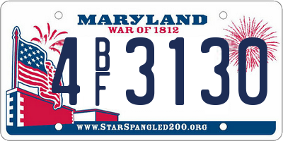 MD license plate 4BF3130