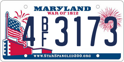 MD license plate 4BF3173