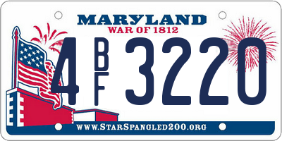 MD license plate 4BF3220