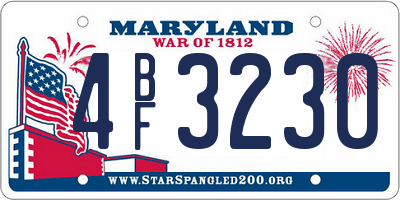 MD license plate 4BF3230