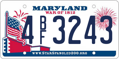 MD license plate 4BF3243