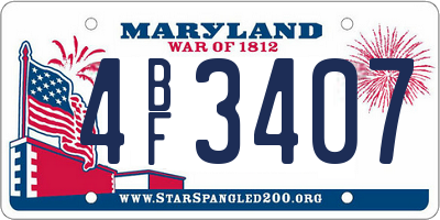 MD license plate 4BF3407