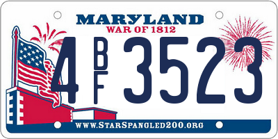 MD license plate 4BF3523