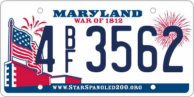 MD license plate 4BF3562