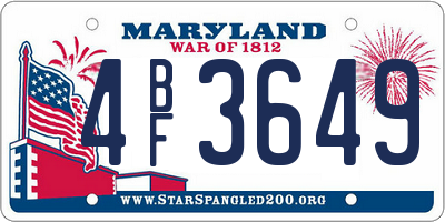 MD license plate 4BF3649