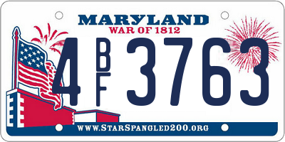 MD license plate 4BF3763