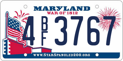 MD license plate 4BF3767