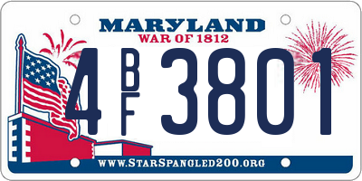 MD license plate 4BF3801