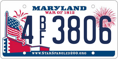MD license plate 4BF3806