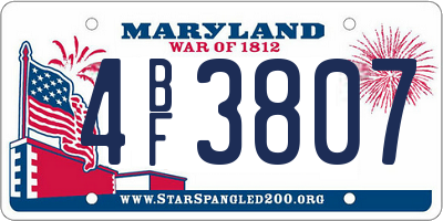MD license plate 4BF3807