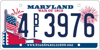 MD license plate 4BF3976