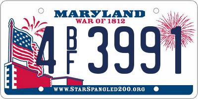 MD license plate 4BF3991
