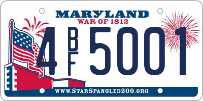 MD license plate 4BF5001