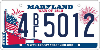 MD license plate 4BF5012