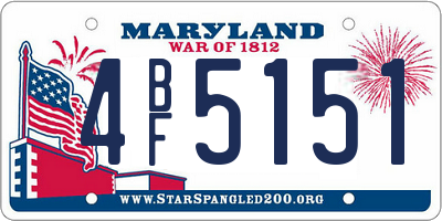 MD license plate 4BF5151