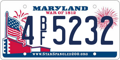 MD license plate 4BF5232