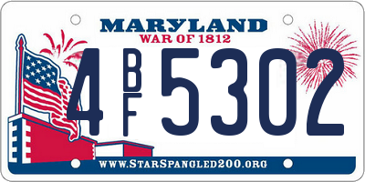 MD license plate 4BF5302