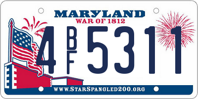 MD license plate 4BF5311