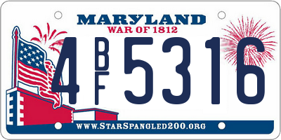 MD license plate 4BF5316
