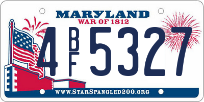 MD license plate 4BF5327