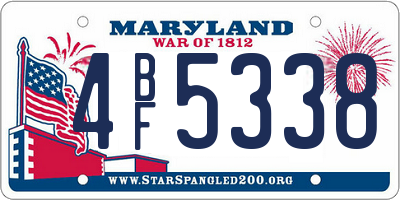 MD license plate 4BF5338