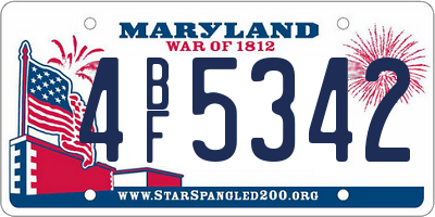 MD license plate 4BF5342
