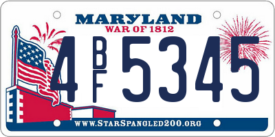 MD license plate 4BF5345